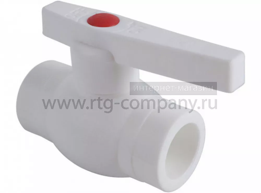 Шаровый кран полипропиленовый PPRC PN10 75 Plastic A, белый (уп. 1 шт)